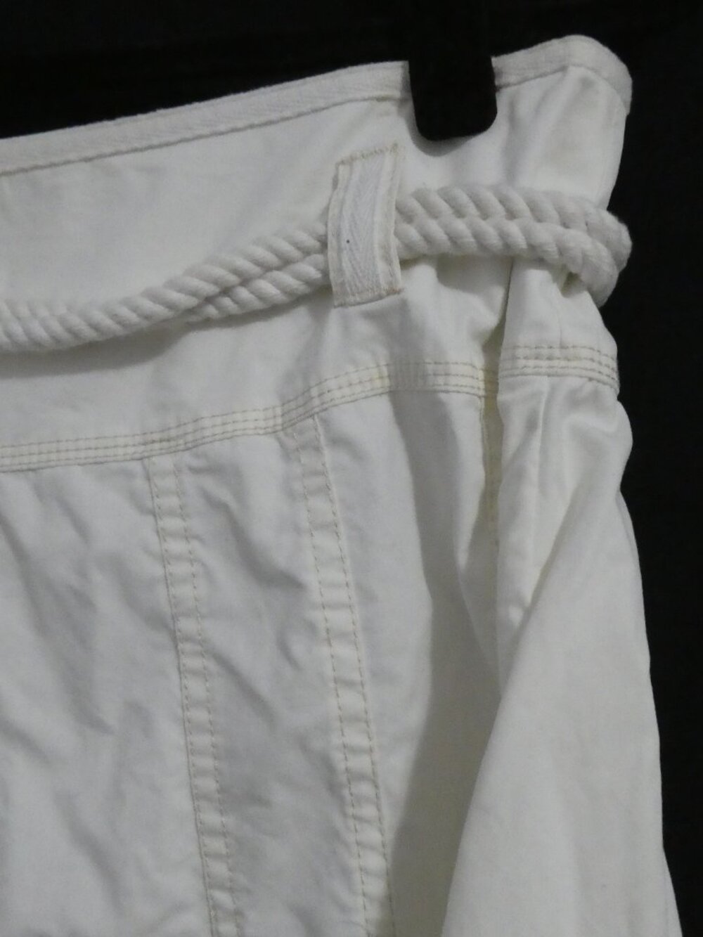 CONTEMPORAINE By SIMONS White Cotton A-Line Skirt with Braided Belt - Size 12 - Picture 12 of 15